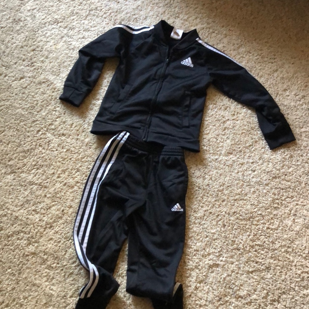 Adidas black track suit kids